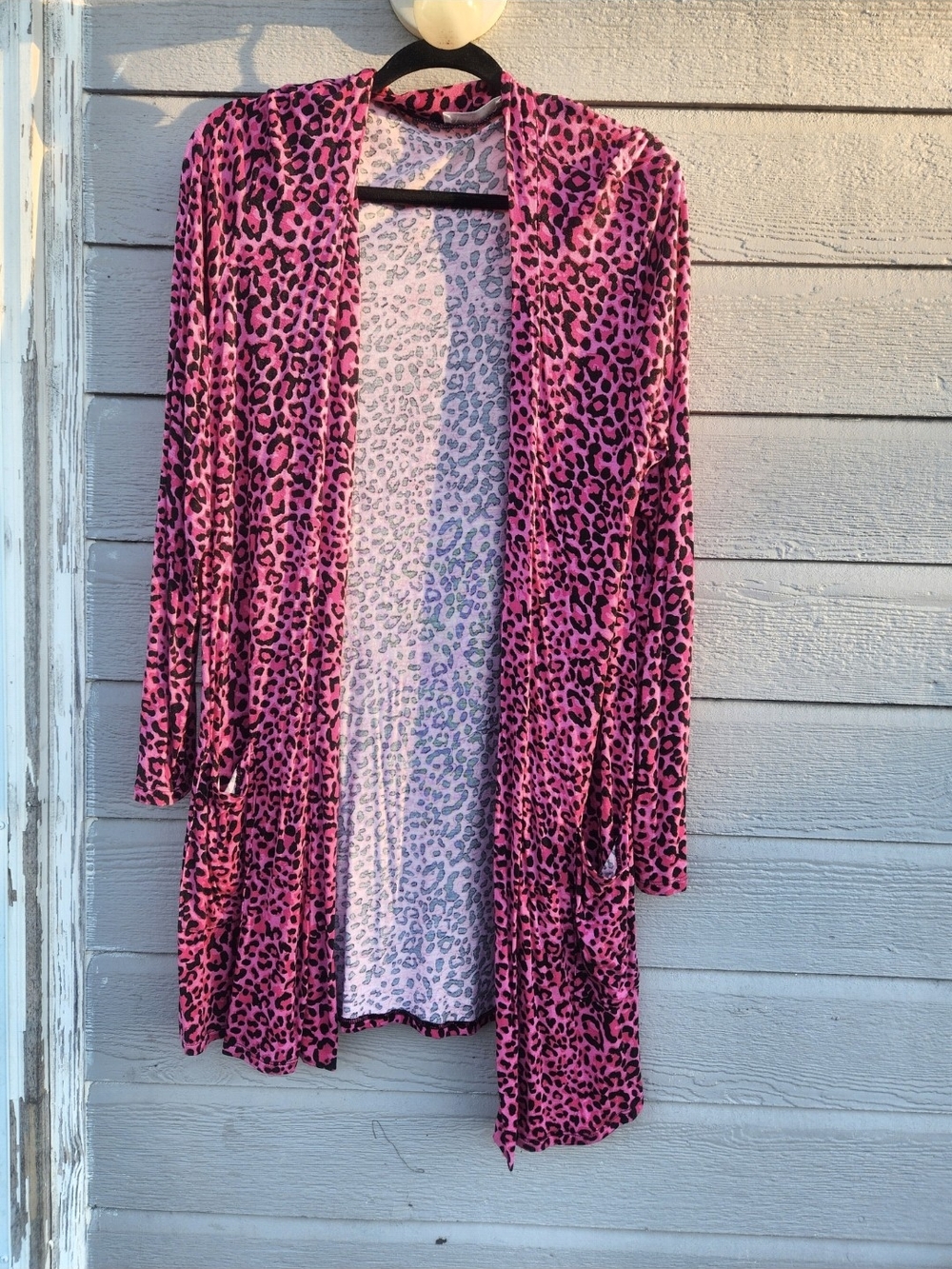 New Women's Zenana Pink & Black Soft Pockets Cardigan, size Large